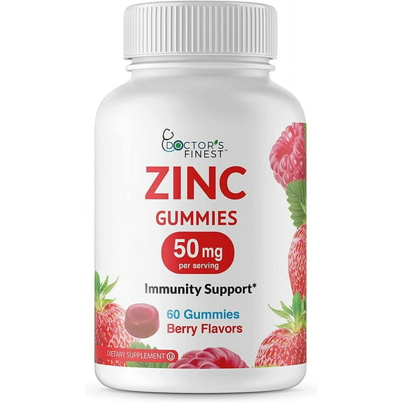Doctor's Finest Zinc Gummies, Berry, 60 Gummies (25 mg per Gummy)