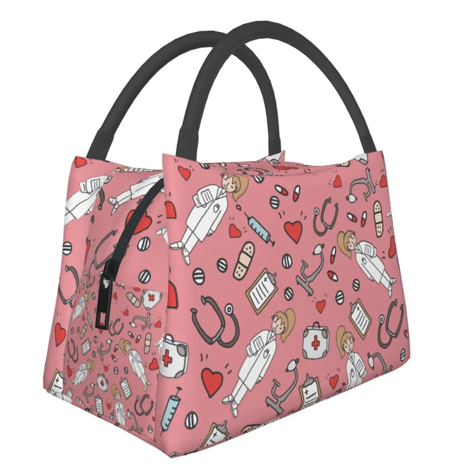 Doctors Nurse Print Thermal Lunch Bag Women Portable Insulated Cooler Bag Picnic Office Reusable P462aaapked Lunch Box Bags