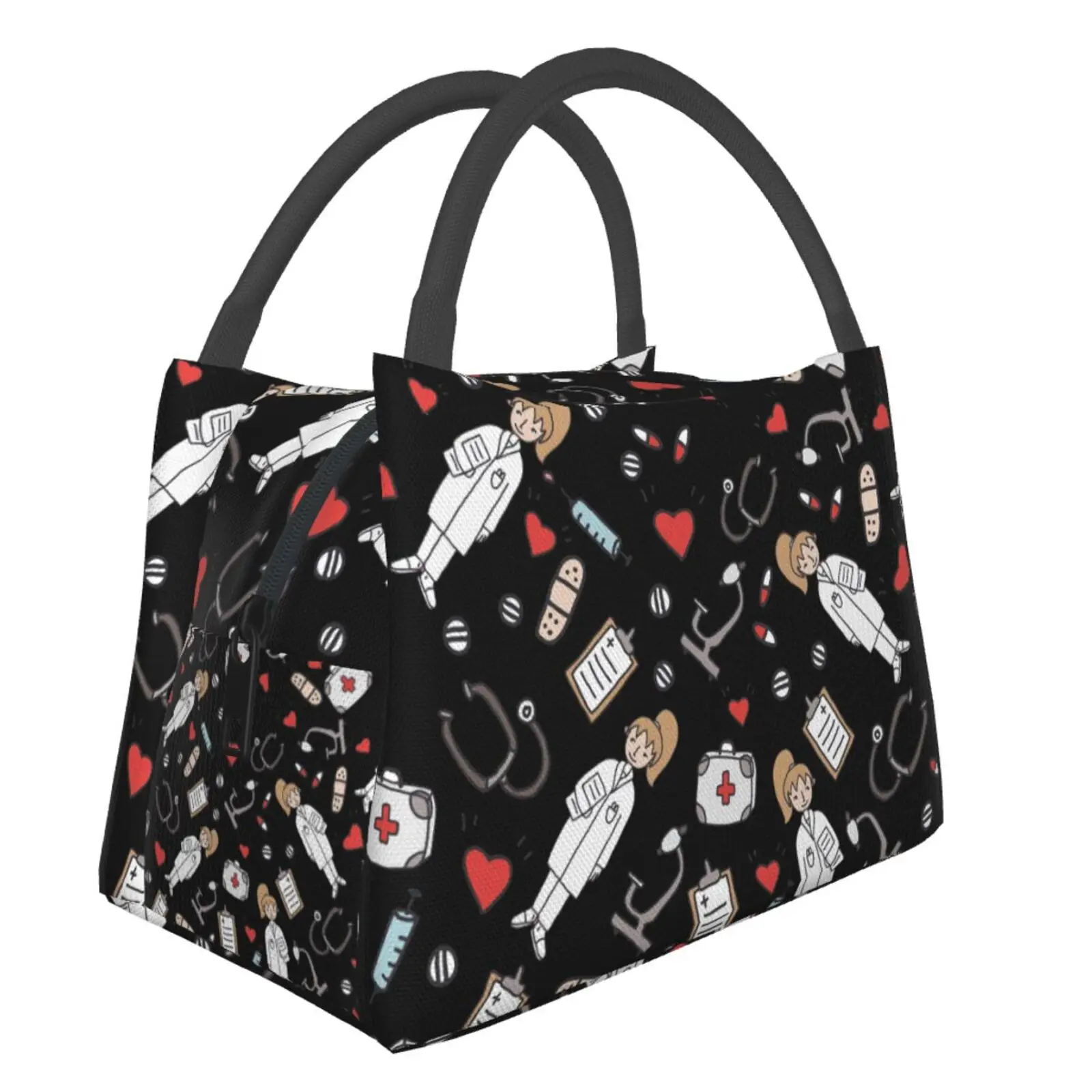 Doctors Nurse Print Thermal Lunch Bag Women Portable Insulated Cooler Bag Picnic Office Reusable P462aaapked Lunch Box Bags