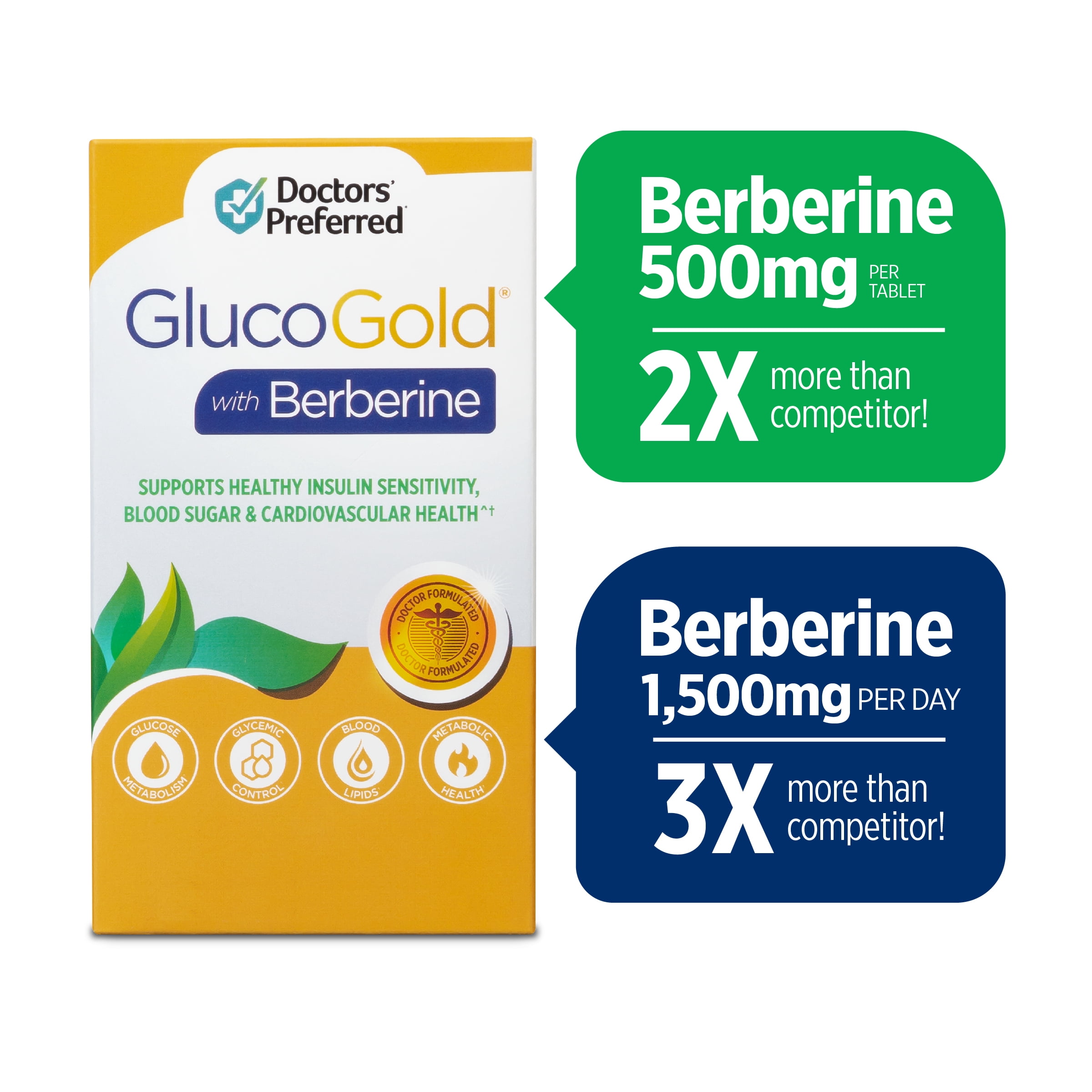 Doctors' Preferred GlucoGold with Berberine, Healthy Blood Sugar