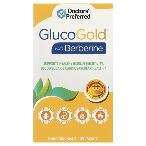 Doctors’ Preferred GlucoGold with Berberine - Supports Healthy Blood Sugar Levels - 500 MG (90 Tablets)