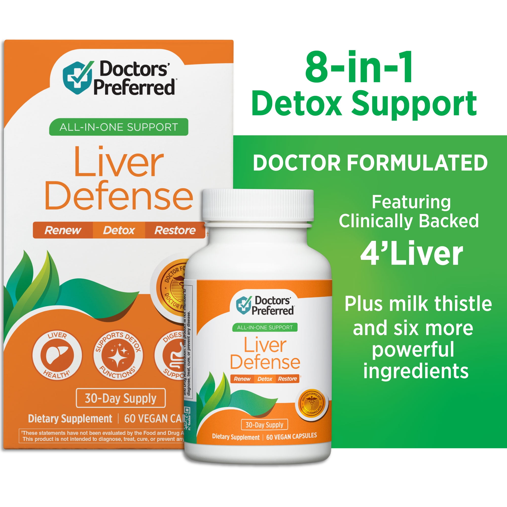 Doctors’ Preferred Liver Defense, Liver Health and Detox Capsules with Milk Thistle and Botanical Blend