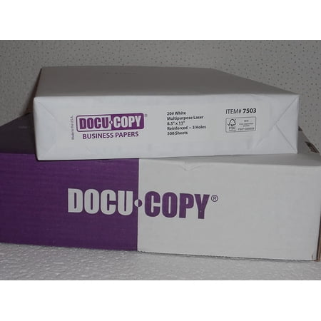 DocuCopy 7503 Reinforced Premium Multipurpose Copy Paper 20lb 8.5 x 11 3 Holes 1 Ream/500 Sheets