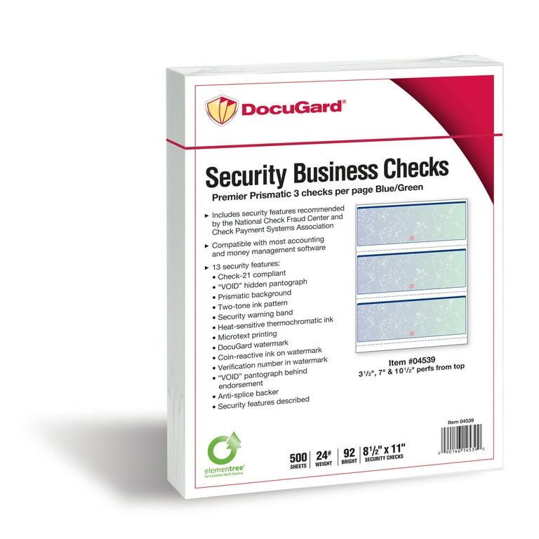 Premier Prismatic Check, 13 Features, 8.5 x 11, Blue/Green Prismatic, 500/Ream Premier Prismatic Check, 13 Features, 8.5 x 11, Blue/Green Prismatic, 500/Ream
