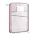 thumbnail image 1 of Document Bag A4, Tyeign Mesh Zipper Pouch Bag Transparent Exams Stationery Holder Storage Bag File Bag Large Capacity Pencil Pouch Office Supplies Document Bag with Lock Large File Pouch Pink, 1 of 8