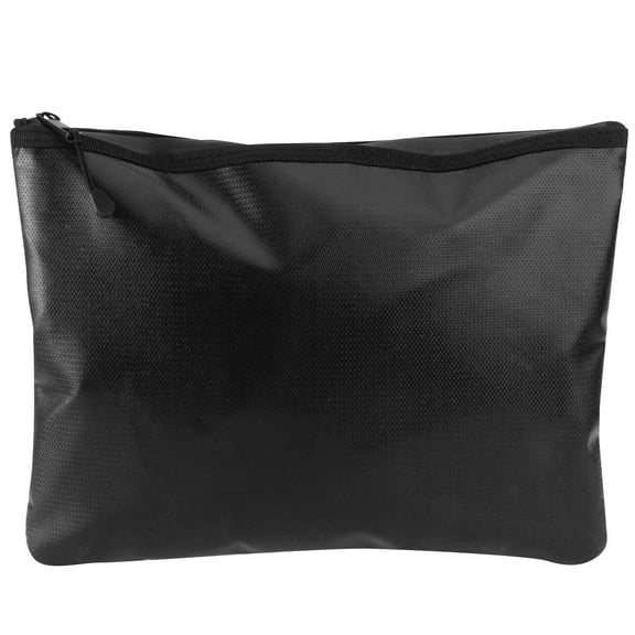 Document Bag Fiberglass Bag Storage Guard Safe Zipper Pouch Money Cash Protection Bag (Black)