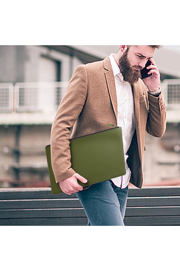 Document Bag Leather Waterproof 354x258mm High-End Official Briefcase Folder Sleek Shape Retention Durable for Men Women Meetings Business Travel Secure Storage