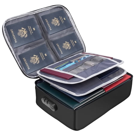 Document Bag with Lock,3-Layer File Storage Case with Zipper,Document Safe Portable Travel Home Organizer Bag for Laptop,Files,Certificates,Gifts for Him,Black