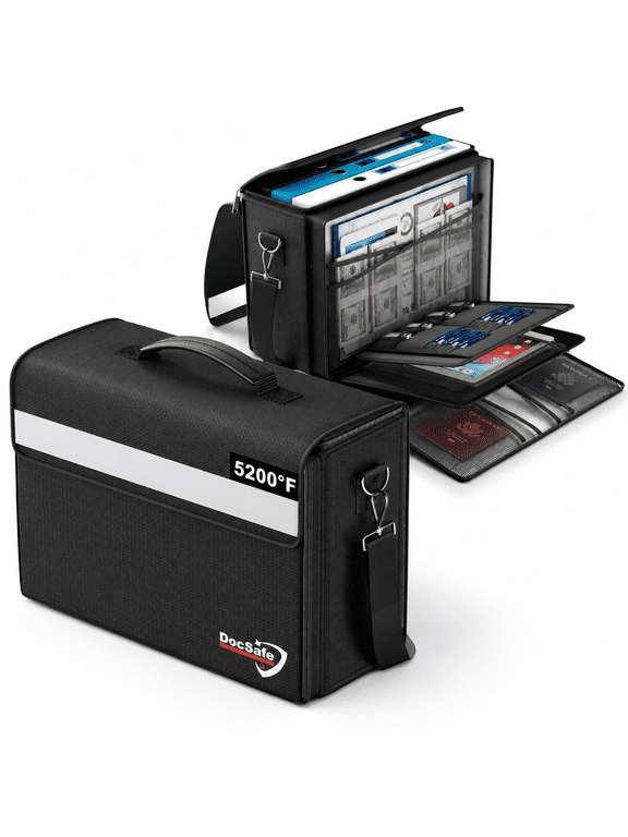 Document Bag With Multiple Pockets 5200°f Large (17"x12.5"x7.2") File Organizer Waterproof Important Holder Home Office Portable F