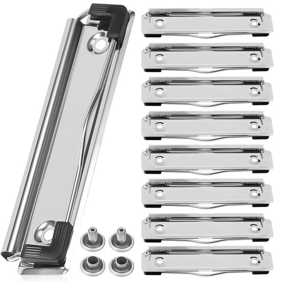FRCOLOR 10Pcs Mountable Metal Clipboard Clips Plated Silver Non Slip Hardboard Clamps for Office