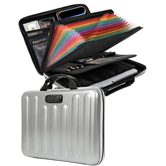 Personal File Rack Document Box Hard Case Organizer With Lock 13 Pockets Accordion File ...