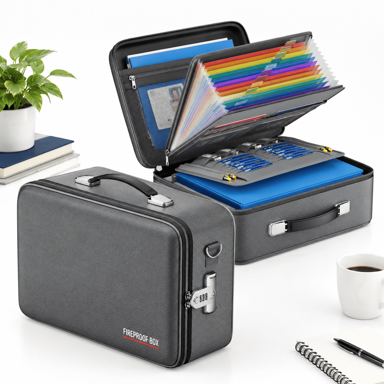 Document Box Hard Case With Lock & Accordion File Folder - Walmart.com