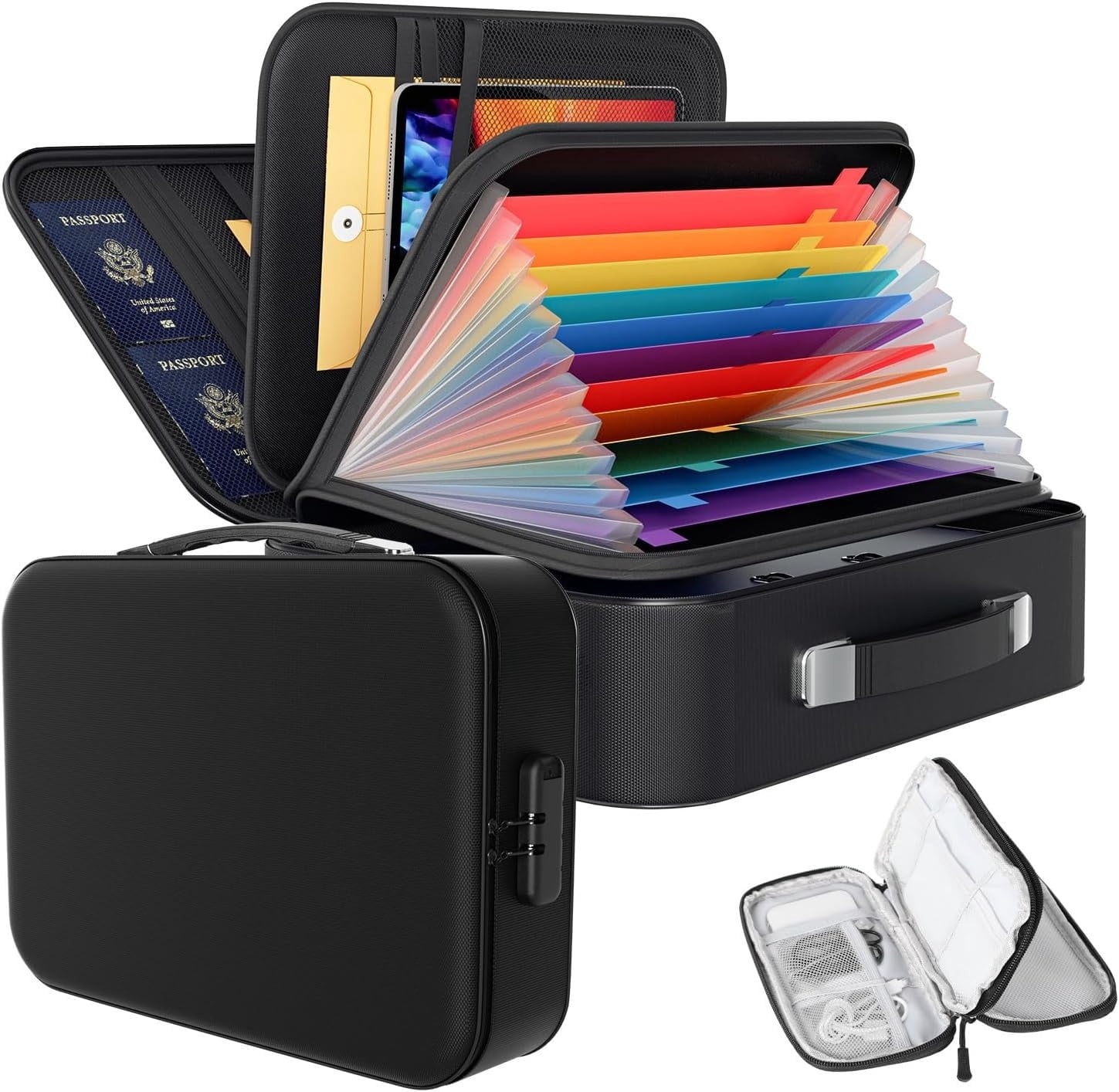 Document Box with Lock, Hard Shell File Organizer, Portable Resistant ...