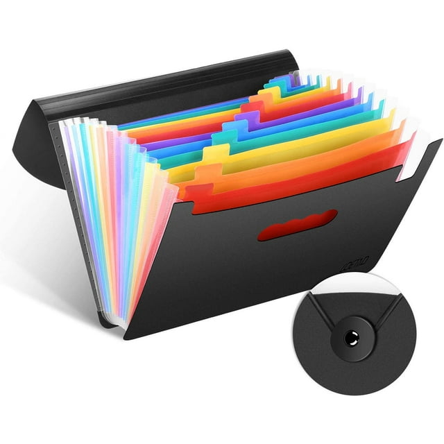 Document Folder A4 Expandable File Organizer With Elastic Band And Locking Button Organizer Folder For Home Or Office Documents Papers (12 Compartments) Reusable