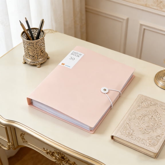 Document Folder A4 Size Insert Page, QQZ Secure Snap Button File Holder for Office School, Waterproof Plastic Accordion Organizer for Contracts Test Papers Storage, Pink
