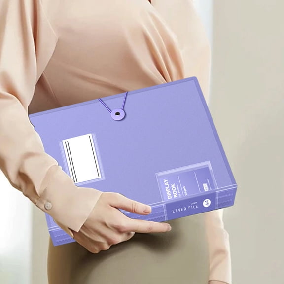 Document Folder Organizer - Expandable A4 File Binder with Clear Sleeves, Snap Closure and Index Label for Office, Home or Travel Document Storage