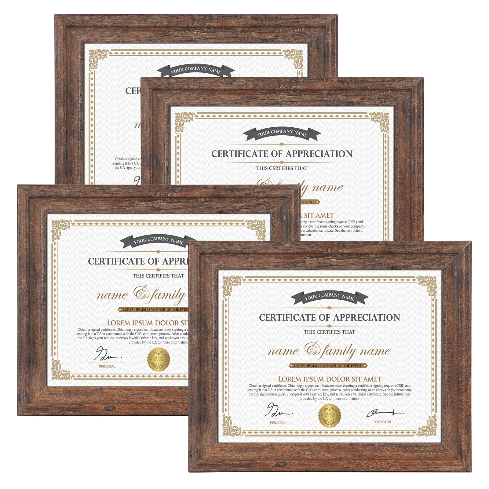 Document Frame, 8.5x11 Certificate Frame 8.5 x 11, Diploma Frame 4 Pack