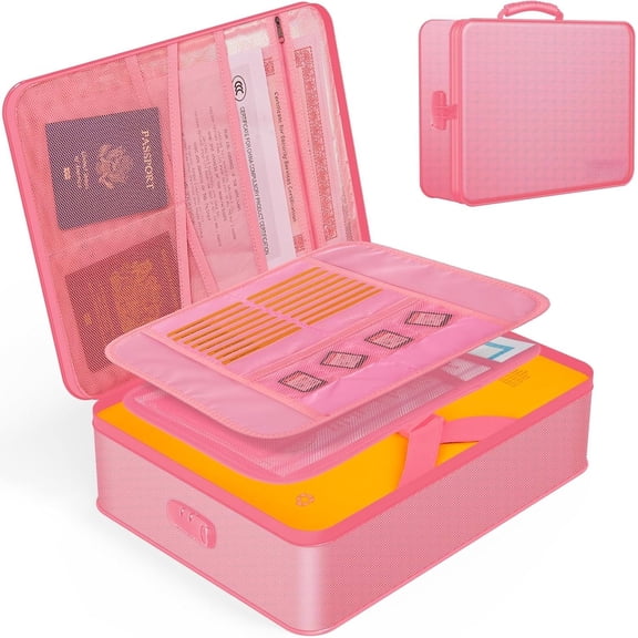 Document Organizer with 5200? Heat Insulated, and Fireproof Document Box,Portable Travel Safe Storage Box for Important Documents,File and Birth Certificate,