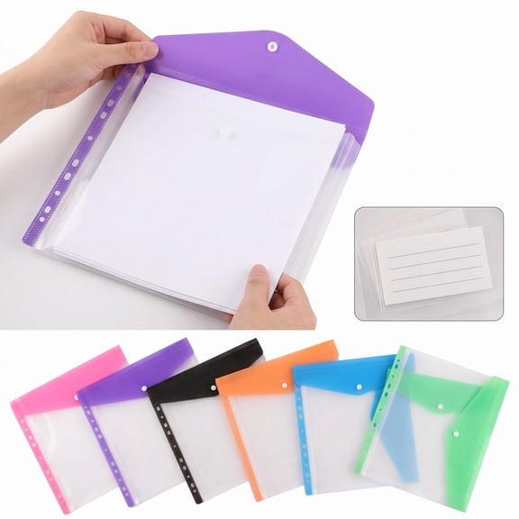 Document Organizer | 6 Pack Assorted Color Plastic Envelopes with Snap Closure | Letter Size Back to School Supplies for Class and Office Organization | Storage Organizer for