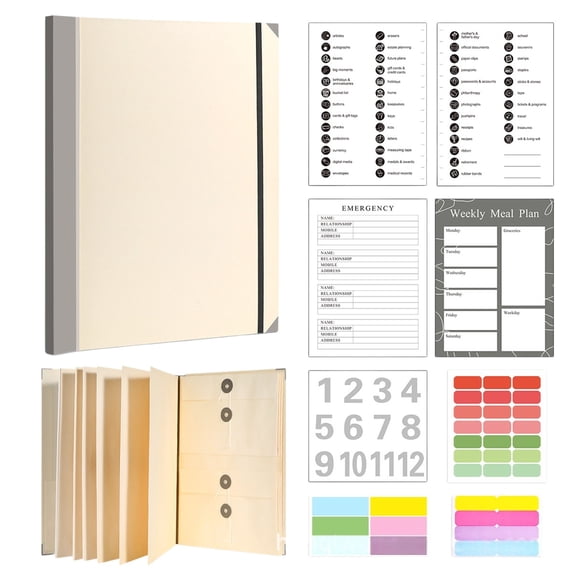 Document Organizer Binder Folder Binder Important Document Organizer Cute Binder with Labels Yellow Thin 1cm