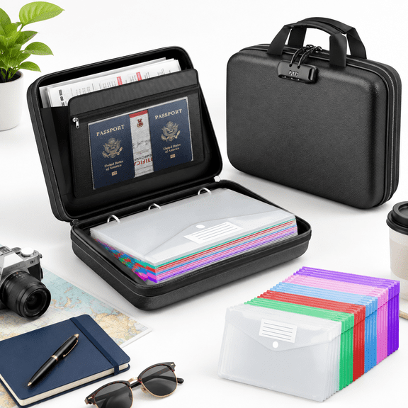 Document Organizer Box With Lock & 24 Pack Binder Pockets