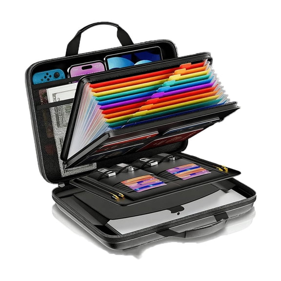 Document Organizer,Fireproof Document Organizer,Lockable Hardshell Fireproof And Waterproof Document Organizer With 13 Pocket Accordion File Folder For Important Documents Laptop Black.B