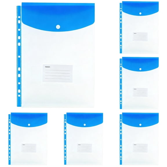 Document Pouch with Velcro Button & Label,11 Holes Expandable Dividers,Binder Folders with Pockets for 2/3/4 Ring,Loose-Leaf Transparent Binder Organizer for School Home Office