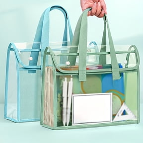 Document Storage Bag Large Capacity Waterproof Lightweight File Organizer with Durable Handles Double-Layer Clear Document Holder for Office Travel