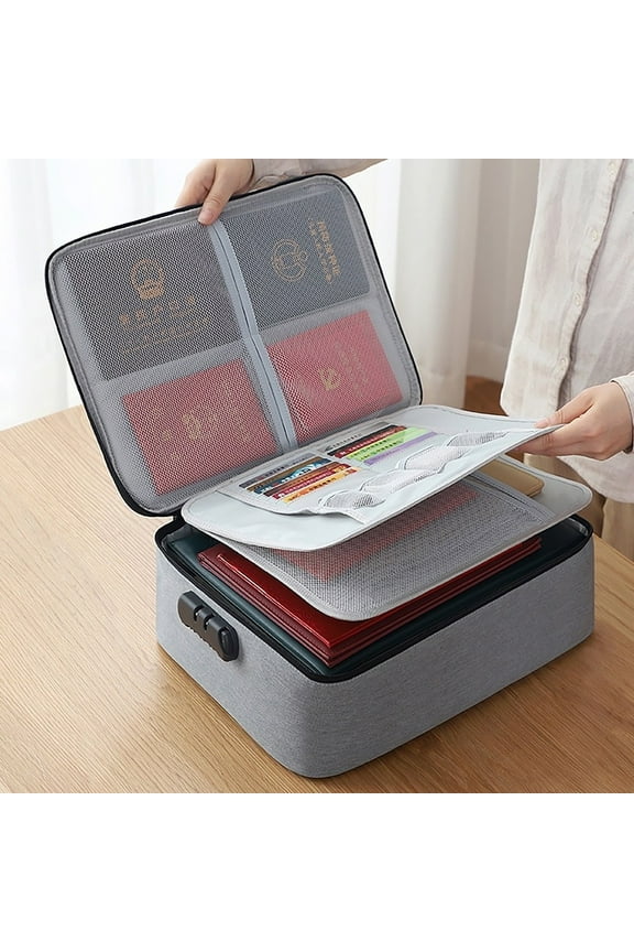 Document Storage Bag, Xshuai Secure Locking Multi-Layer Organizer, Large Capacity Passport Certificate Card Holder with Zipper for Home Travel