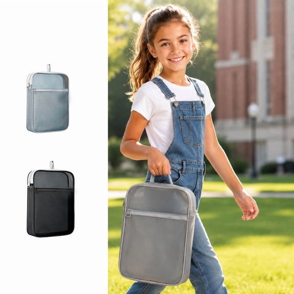 Document Tote Bag,Clear Transparent Zipper File Pouch Sturdy Integrated Carry Handle,Subject Paper Sorting Organizer For Youngster Homework Test Paper Campus Study(Black)