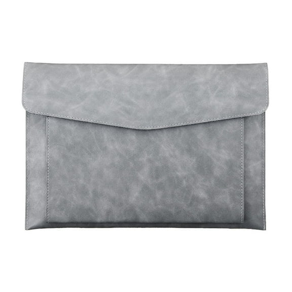 Document support for Laptop, Large Capacity Double Layer File Folder Organizer with Magnetic Closure, Slim polyurethane Leather collection for 14-Inch Device, Brown Blue Gray