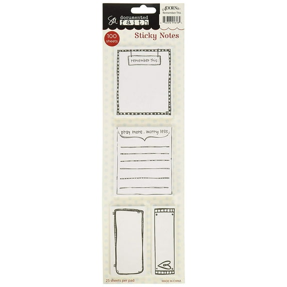 Documented Faith Sticky Notes 4/Pkg-Remember This, Pk 3, Adorn-It