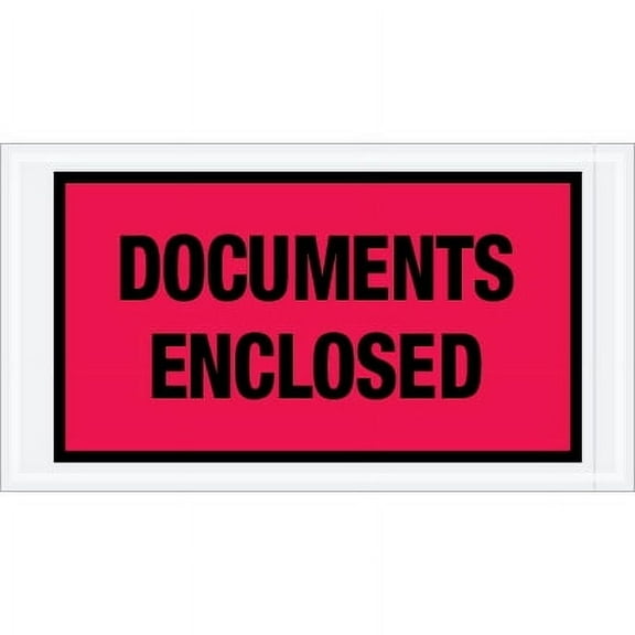 5 1/2" x 10" Red "Documents Enclosed" Envelopes - 1000 Per Case