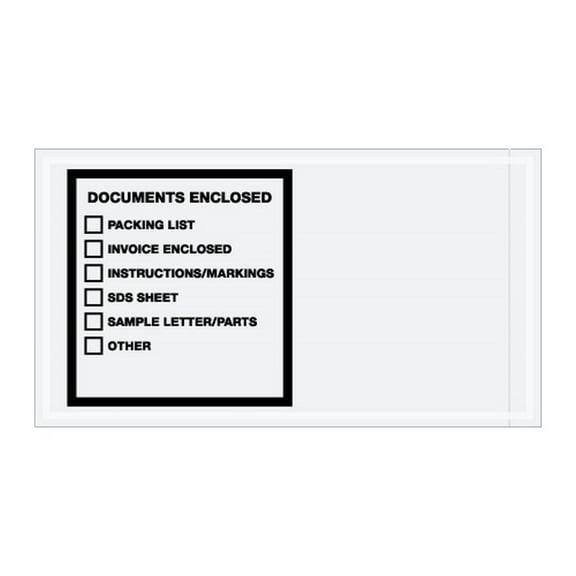 "Documents Enclosed" Transportation Envelopes 5 1/2" X 10" (1000 Case)