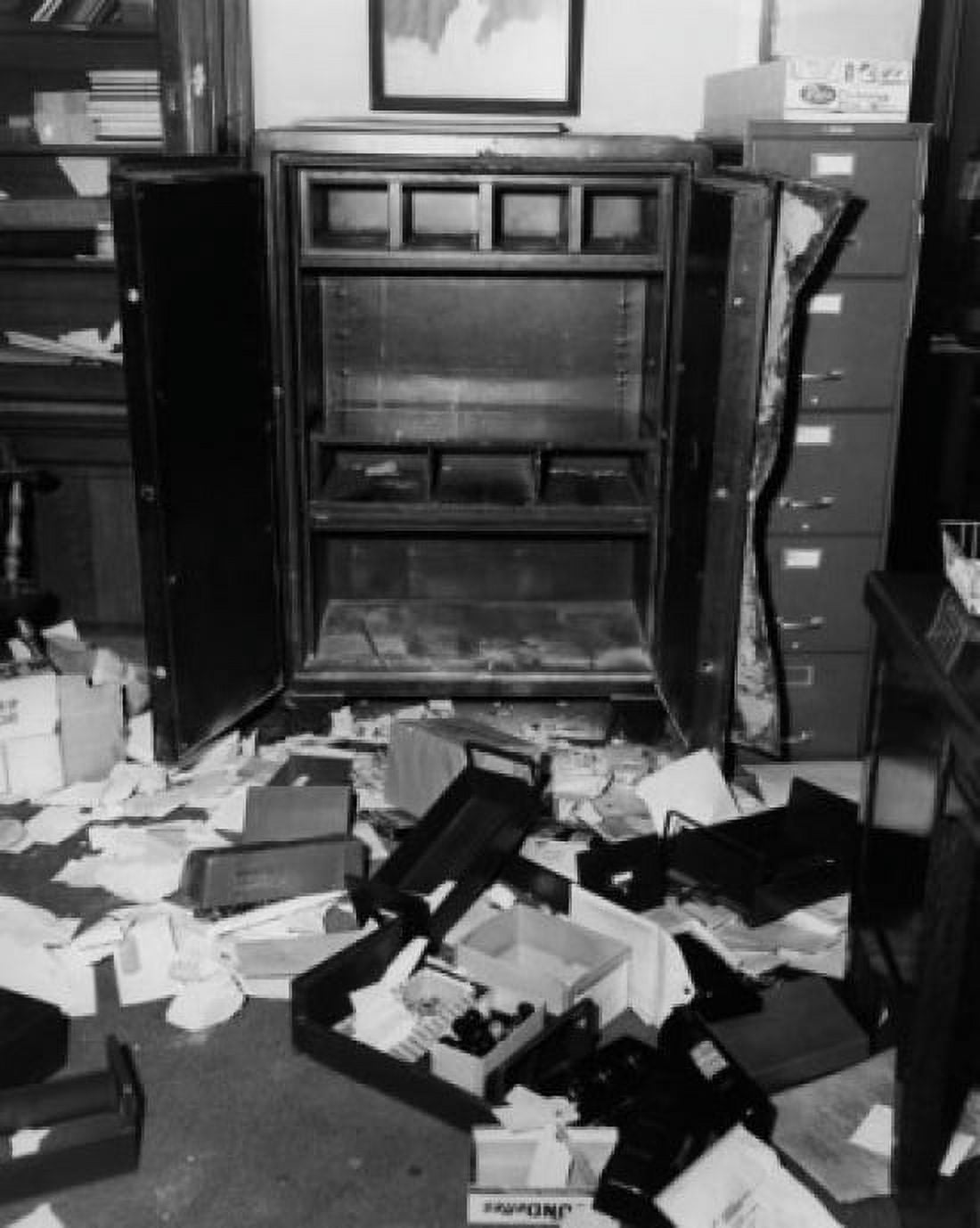 Documents scattered in front of open safe Canvas Art - (18 x 24)