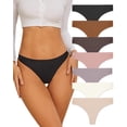 thumbnail image 1 of CuteByte 7-Pack Seamless Thong for Womens V-Waisted No Show Thong Seamless Panties Breathable Comfortable Underwear Women, 1 of 5