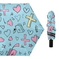thumbnail image 1 of Doddle Crosses Bibles Hearts All Weather Umbrella Triple Folding Parasol 6 Ribs UV Protection Portable, 1 of 8