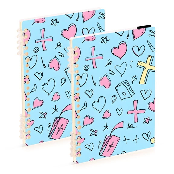 Doddle Crosses Bibles Hearts Notebook Detachable Coil Notebook Diary Plan Book A5 Size 60 Pages 1 Pack