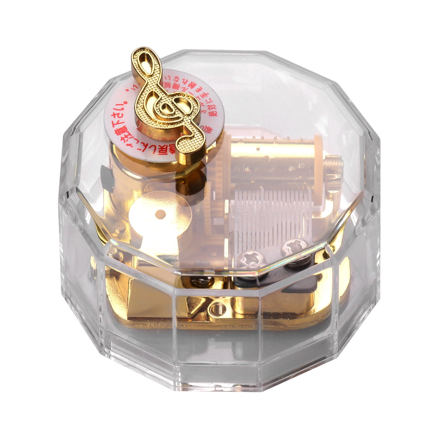 Dodecagon Transparent Acrylic Musical Box Counterclockwise Rotation