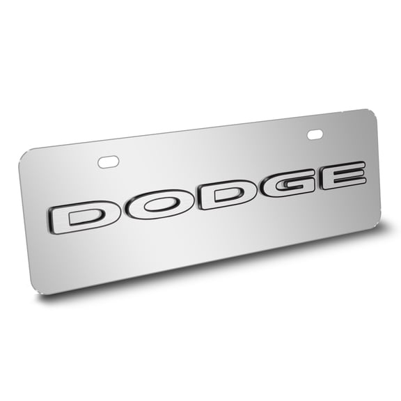 Dodge 3D Logo 12" x 4.25" European Look Chrome Half-Size Stainless Steel License Plate