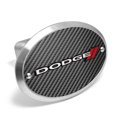 thumbnail image 1 of Dodge 3D Logo on Carbon Fiber Look Oval Billet Aluminum 2 inch Tow Hitch Cover, 1 of 6