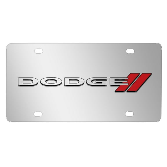 Dodge 3D Logo on Chrome Stainless Steel License Plate