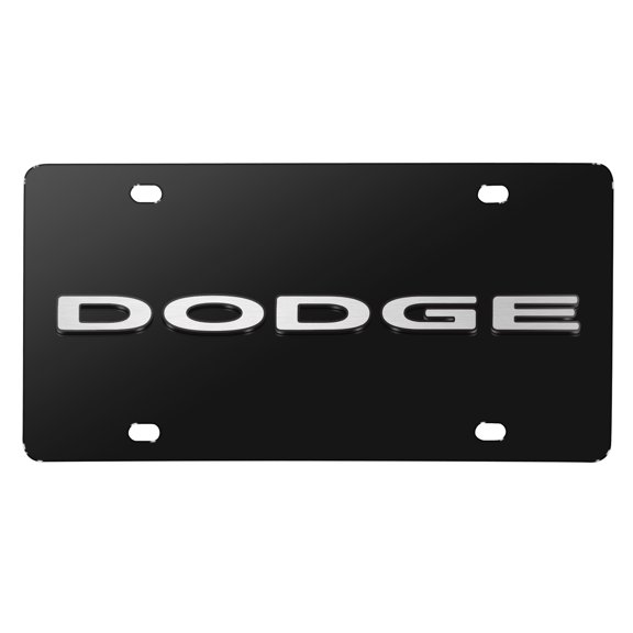 Dodge 3D Nameplate Black Stainless Steel License Plate