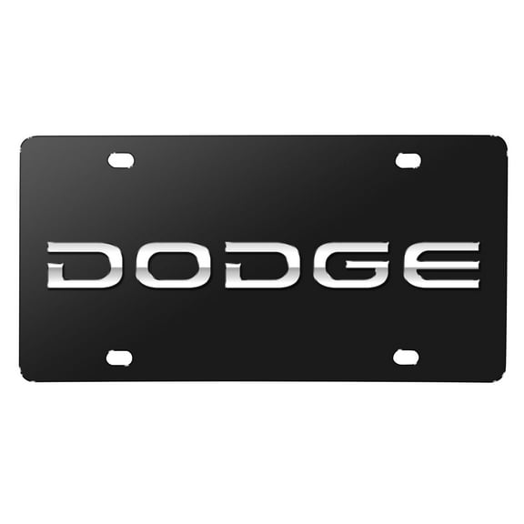Dodge 3D Nameplate Black Stainless Steel License Plate
