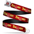 thumbnail image 1 of Dodge Belt, Seatbelt Buckle Belt, Vintage Dodge Demon Logo Burgundy Yellow Red, 34 to 52 Inches, 1 of 9