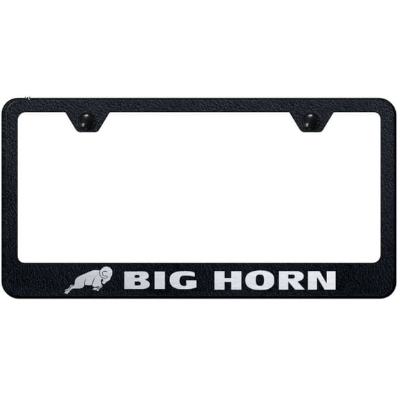 Dodge Big Horn Laser Etched Logo Stainless Steel License Plate Frame (Rugged Black)
