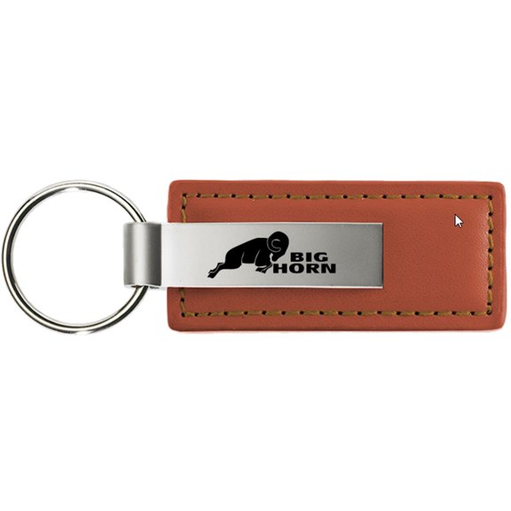Dodge Big Horn Rectangular Leather Key chain (Brown)