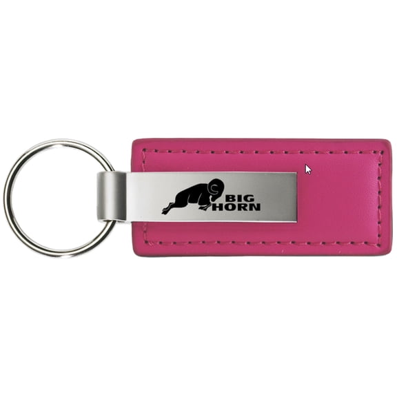 Dodge Big Horn Rectangular Leather Key chain (Pink)