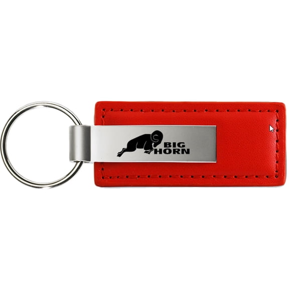 Dodge Big Horn Rectangular Leather Key chain (Red)
