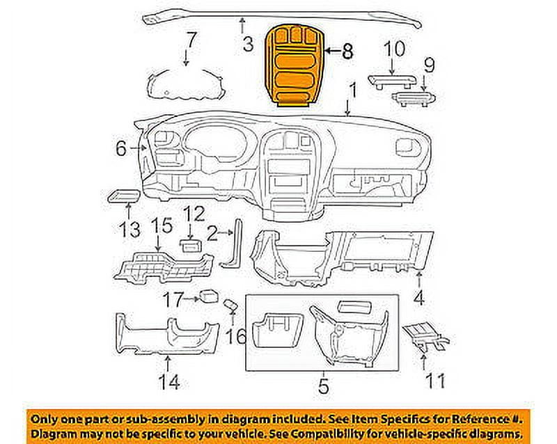 Dodge CHRYSLER OEM 0406 Caravan Instrument Panel DashCenter Bezel